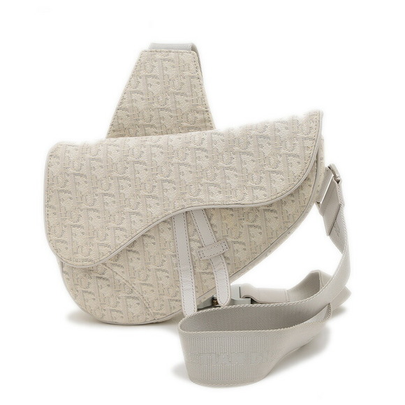 Dior Trotter Saddlebag Shoulder Bag White Jacquard - Picture 1 of 9
